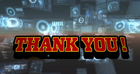 Thank You Animation With Futuristic Data Interface Background
