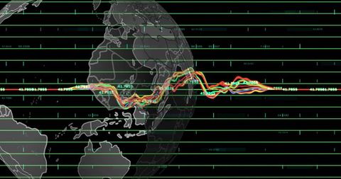 Digital Earth with Data Visuals and Grid Elements in Futuristic Design