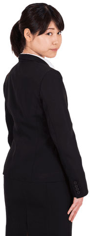 Transparent Turning Businesswoman Portraying Insecurity