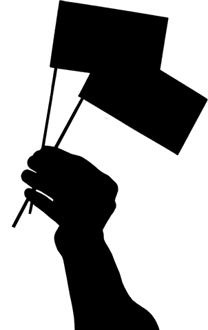 Flags on Transparent Background with Hand Silhouette