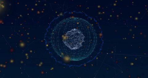 Complex network globe with digital data connections