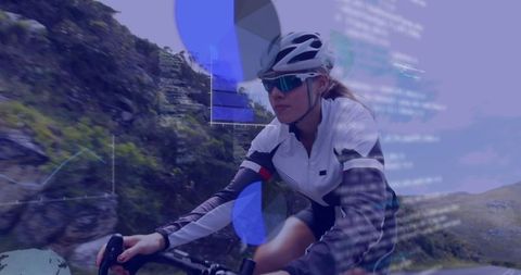 Cyclist Ascending Alpine Pass on Road Bike