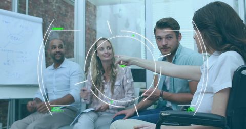 Digital Interface Scanning Diverse Business Team