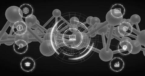 Futuristic technology network concept with digital interface elements