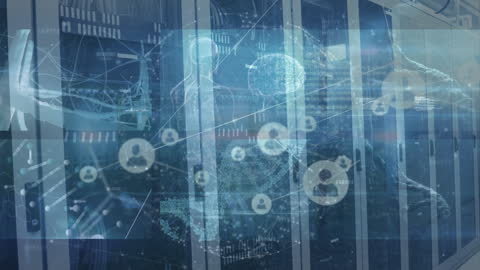 Futuristic Data Flow in Server Room Eschelon