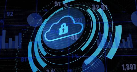 Cybersecurity Cloud Lock with Data Processing Technology - Download Free Stock Images Pikwizard.com