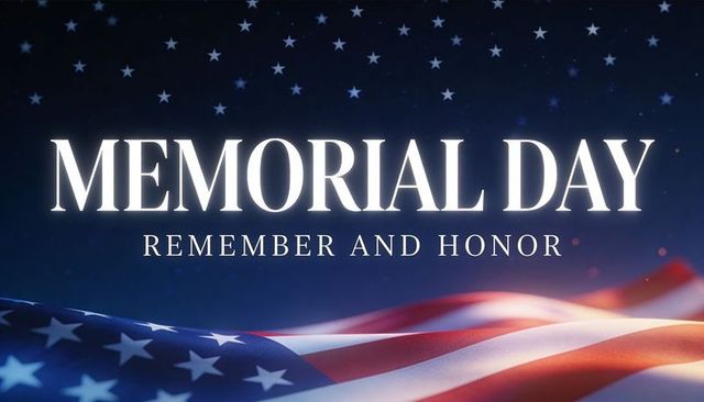 Memorial day tribute banner remembering and honoring fallen heroes with american flag stars night sk
