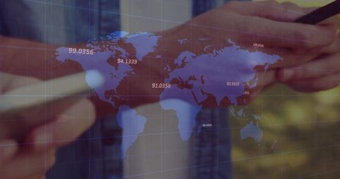 Global Networking Concept with Digital Map Overlay and Smartphones