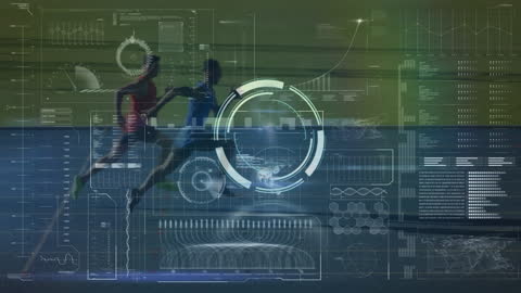 Digital Interface Overlay on Runners in Action