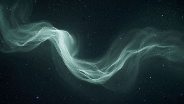 Ethereal Teal Nebular Ribbon Flowing Through Deep Space with Luminous Stars