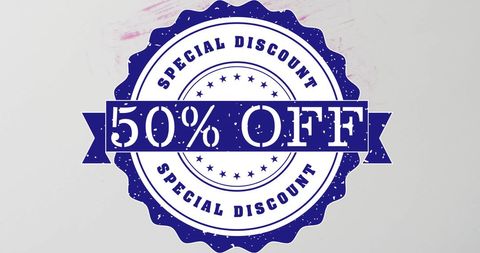 50 percent off special discount seal with artful background