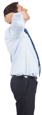 Caucasian Businessman Looking Upward in Anticipation on Transparent Background