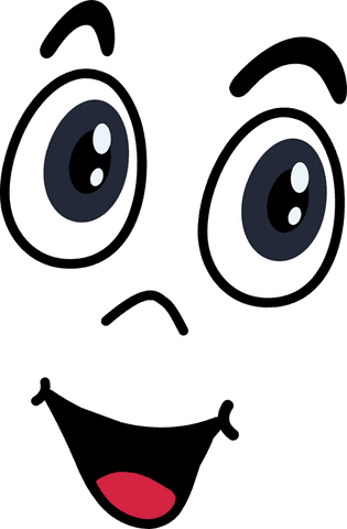 Cheerful cartoon emoticon face on transparent background