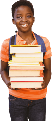 Transparent Portrait of Smiling Boy Holding Stack of Books - Download Free Stock Videos Pikwizard.com