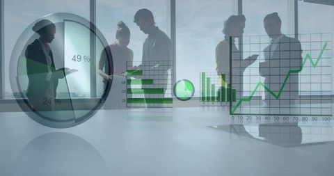 Business Professionals Analyzing Data with Statistical Graphs