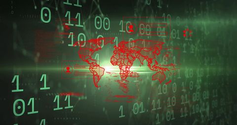 Digital Global Network with Binary Code and World Map - Download Free Stock Images Pikwizard.com
