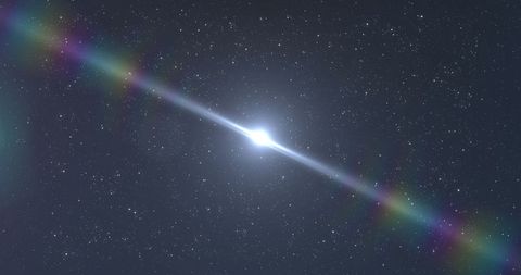 Glowing White Light with Rainbow Halo in Night Sky - Download Free Stock Images Pikwizard.com