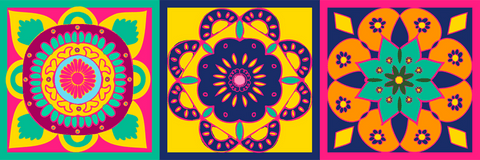 Vibrant Floral Mandalas on Transparent Background