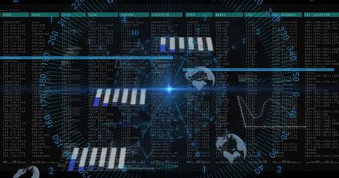 Cybersecurity Operations HUD with Blue Flare, Real-Time Log Monitoring and Network Visualization