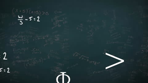 Digital Animation of Math Equations on Blue Chalkboard