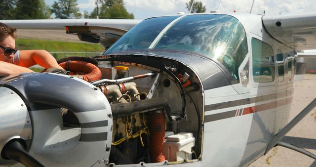 Aircraft Mechanic Performing Engine Maintenance Aircraft - Download Free Stock Images Pikwizard.com