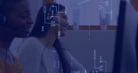 Customer Support Team Communicating with Digital Technology