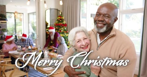 Diverse Seniors Joyfully Celebrating a Warm Christmas Together