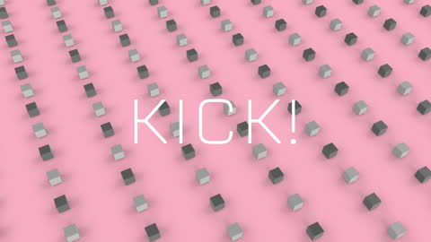 3D Cubes on Pink Background with Highlighted Kick Text
