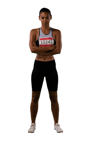 Athlete Standing Confidently With Arms Crossed on Transparent Background