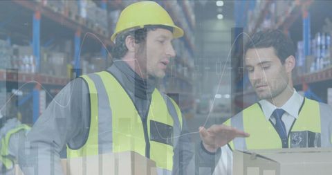 Warehouse Operations with Digital Analytics Overlay - Download Free Stock Images Pikwizard.com