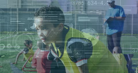 Data Processing Overlay on Male Basketball Players in Gym