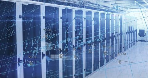 Data Processing in Modern Server Room Facility with Digital Elements - Download Free Stock Images Pikwizard.com