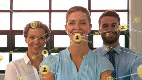 Diverse Business Team Networking with Digital Connections Overlay