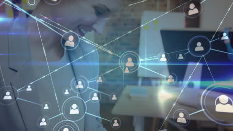 Futuristic Networking and Technology Concept at Modern Office