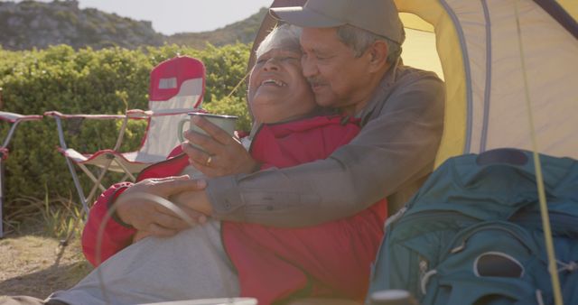 Senior Couple Enjoying Outdoor Camping Trip Together - Download Free Stock Images Pikwizard.com