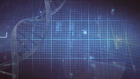 Digital DNA Helix Surrounded by Analysis Graphics