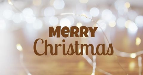 Festive Merry Christmas Greeting with Twinkle Lights Background