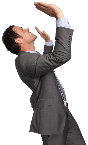 Joyful Businessman Celebrating Success with Open Pose on Transparent Background