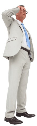 Confident businessman surveying vision transparent background