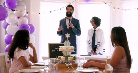 Family Bar Mitzvah Celebration with Speech and Decorations