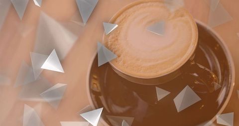 Digital Abstract Art Overlaid on Cozy Coffee Mug