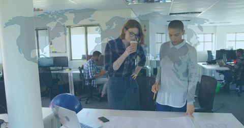 Diverse Business Team Brainstorming with Global Outlook