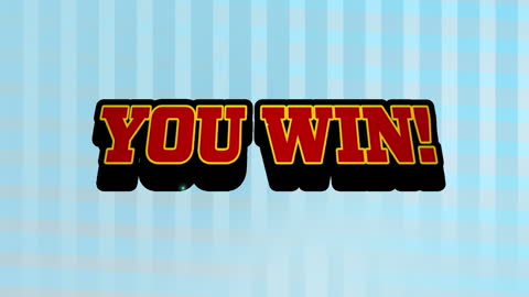 Retro You Win Text on Blue Striped Background