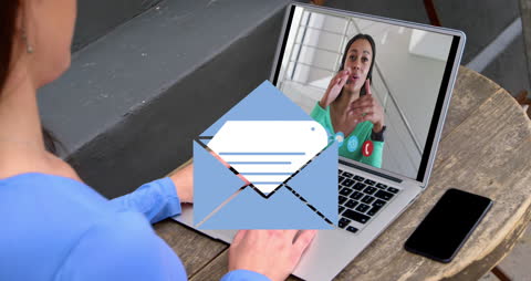 Woman in Virtual Business Meeting via Laptop