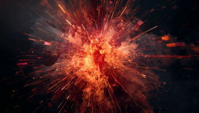 Vibrant explosion burst with glowing energy streaks in space