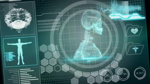 Futuristic Digital Medical Interface with Holographic Elements