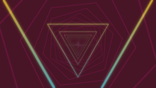 Dynamic neon lines form a geometric tunnel creating an enthralling visual effect. The vibrant blend of colors and continuous movement makes it ideal for video backgrounds, music videos, or technology-themed presentations. Perfect for adding a futuristic and energetic vibe to creative projects.