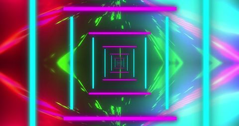 Mesmerizing Neon Tunnel with Vibrant Light Trails in Motion