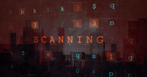 Cybersecurity Alert Over City Skyline with Binary Code - Download Free Stock Images Pikwizard.com