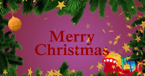 Festive Merry Christmas Animation with Decorations
